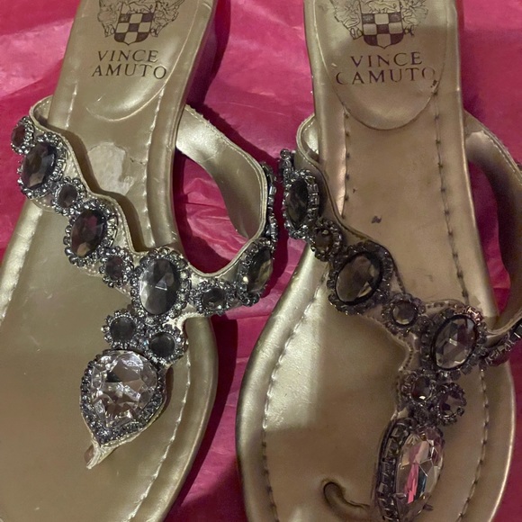 Vince Camuto Womens Imanal Gold Leather sandals 6 - Picture 4 of 6